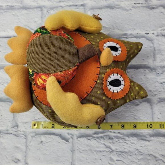 Harvest Thanksgiving Patchwork Corduroy Autumn Owl with a Pumpkin - Picture 9 of 10
